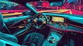 Bright luminous interior of a modern car