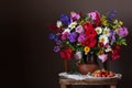 Bright lush bouquet of garden flowers. empty space for your text
