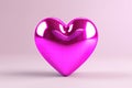 Bright Magenta Glossy Heart Shape. Mothers Day, Day Womens, Day Valentines. Generative AI