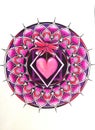 Bright mandala with a heart in the center