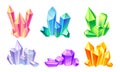 Bright Many Sided Crystals at Different Angles Vector Set
