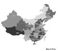 Bright Map of China. Map of China graphic illustration on white background. .