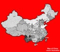 Bright Map of China. Vector map of China graphic illustration on white background. Vector. Royalty Free Stock Photo