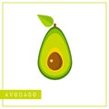 Isolated colorful avocado memory training card