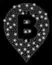 Bright Mesh Network Bitcoin Map Marker with Light Spots Royalty Free Stock Photo