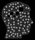 Bright Mesh Network Brain Blockchain with Light Spots Royalty Free Stock Photo