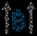 Bright Mesh Carcass Bitcoin Send Arrows with Light Spots