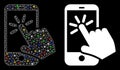 Bright Mesh Carcass Smartphone Click Icon with Flare Spots