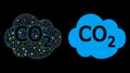 Flare Mesh Carcass Co2 Cloud Icon with Flare Spots