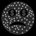 Bright Mesh 2D Bankrupt Smiley with Flare Spots Royalty Free Stock Photo