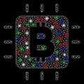 Bright Mesh 2D Bitcoin Processor Chip with Flare Spots