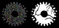 Bright Mesh 2D Corrupted Gear Icon with Flash Spots
