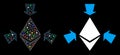 Bright Mesh 2D Ethereum Collect Arrows Icon with Flash Spots