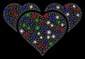 Bright Mesh 2D Favourite Hearts with Light Spots