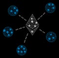 Bright Mesh Network Ethereum Net Structure with Flare Spots Royalty Free Stock Photo