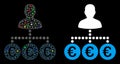 Glowing Mesh Network Euro Payer Icon with Flash Spots
