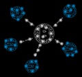 Bright Mesh Network Bitcoin Dash Network with Flare Spots Royalty Free Stock Photo