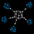 Bright Mesh Network Bitcoin Net Structure with Flare Spots Royalty Free Stock Photo