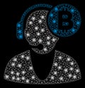 Bright Mesh Network Bitcoin Operator with Light Spots Royalty Free Stock Photo
