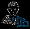 Bright Mesh Network Bitcoin Trader with Flare Spots Royalty Free Stock Photo