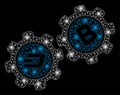 Bright Mesh Network Dash Bitcoin Gears with Light Spots