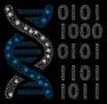 Bright Mesh Network DNA Binary Code with Flash Spots Royalty Free Stock Photo