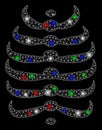 Bright Mesh Network Skeleton Ribs with Light Spots