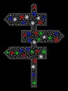 Bright Mesh Network Way Pointer with Flash Spots Royalty Free Stock Photo