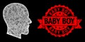 Distress Baby Boy Stamp Seal and Bright Polygonal Network Gentleman Profile with Light Spots Royalty Free Stock Photo