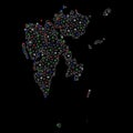 Bright Mesh Network Svalbard Island Map with Flare Spots