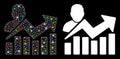 Bright Mesh Carcass User Chart Icon with Flash Spots Royalty Free Stock Photo