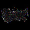 Bright Mesh Carcass USSR Map with Flash Spots Royalty Free Stock Photo