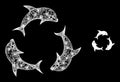 Polygonal Network Mesh Dolphin Trio with Lightspots