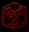Bright Mesh Wire Frame Cryptocurrency Dice with Light Spots