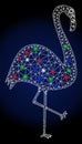 Bright Mesh Wire Frame Flamingo Bird with Flash Spots