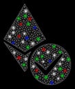 Bright Mesh Wire Frame Valid Ethereum Crystal with Flare Spots