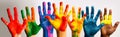 finger art child hand colorful artist paint smile concept fun. Generative AI.