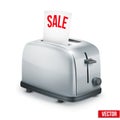 Bright Metal toaster with message SALE. Vector