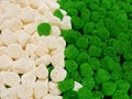 Bright mix of green snd white colored berry shaped gummy candies Royalty Free Stock Photo