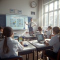 Modern Classroom with Interactive Learning Royalty Free Stock Photo