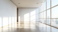 Bright, Modern Empty Room With City View And Sunlight. Ready For Customization Royalty Free Stock Photo