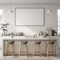 Modern Minimalist Kitchen with Blank Frame Mockup Royalty Free Stock Photo