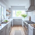 Bright & Modern Kitchen, Ready for Action! Royalty Free Stock Photo