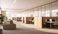Bright modern office spaces with open space cubicles