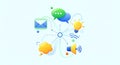 Communication Network Icons Email, Idea, Speech Bubble, Megaphone Royalty Free Stock Photo