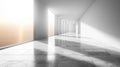 Bright and modern white corridor with tall windows allowing natural light Royalty Free Stock Photo
