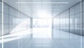 Bright Modern White Hallway with Large Windows and City View interior Royalty Free Stock Photo