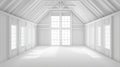 Bright Modern White Room Interior with Large Windows Royalty Free Stock Photo