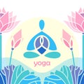 Bright mosaic design emblem yoga lotus