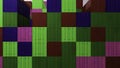 Bright mosaics in animation.Design.Multi - colored squares in 3d format that are made as corridors and are located both